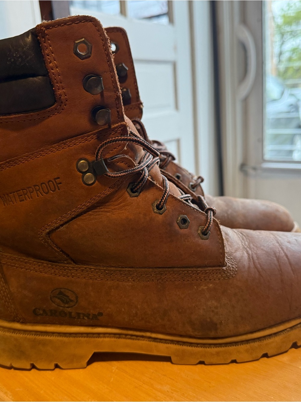 Carolina Herrera Brown Leather Men’s Lace-Up Work Boots